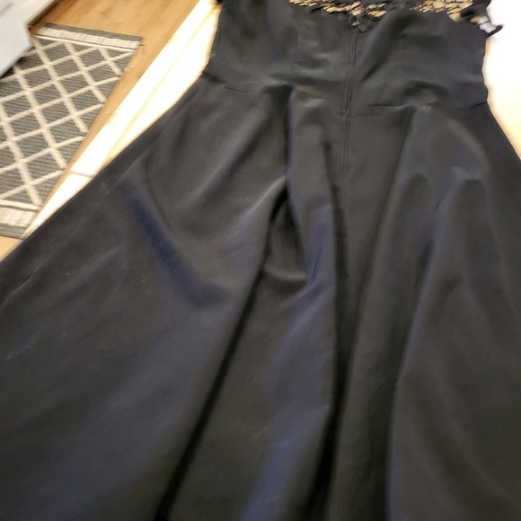 Black Fit & Flare Dress Mesh Shoulder Bow Detail - Picture 10 of 10